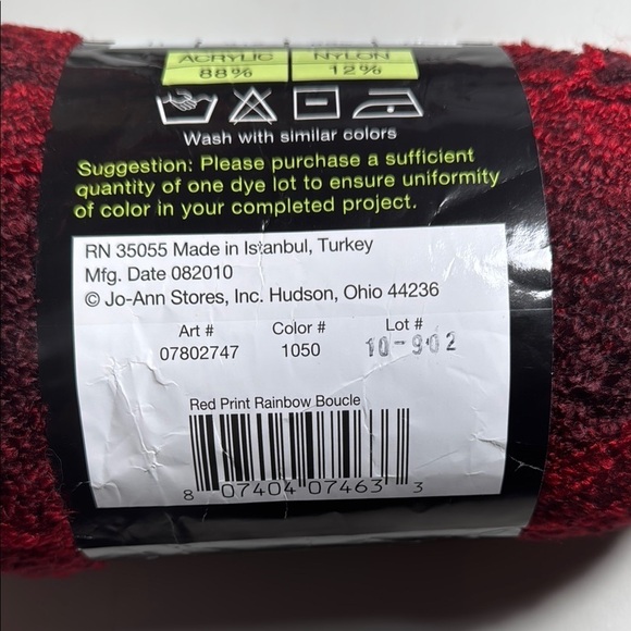 Rainbow Boucle Yarn in Red and Black #344 - Picture 4 of 4
